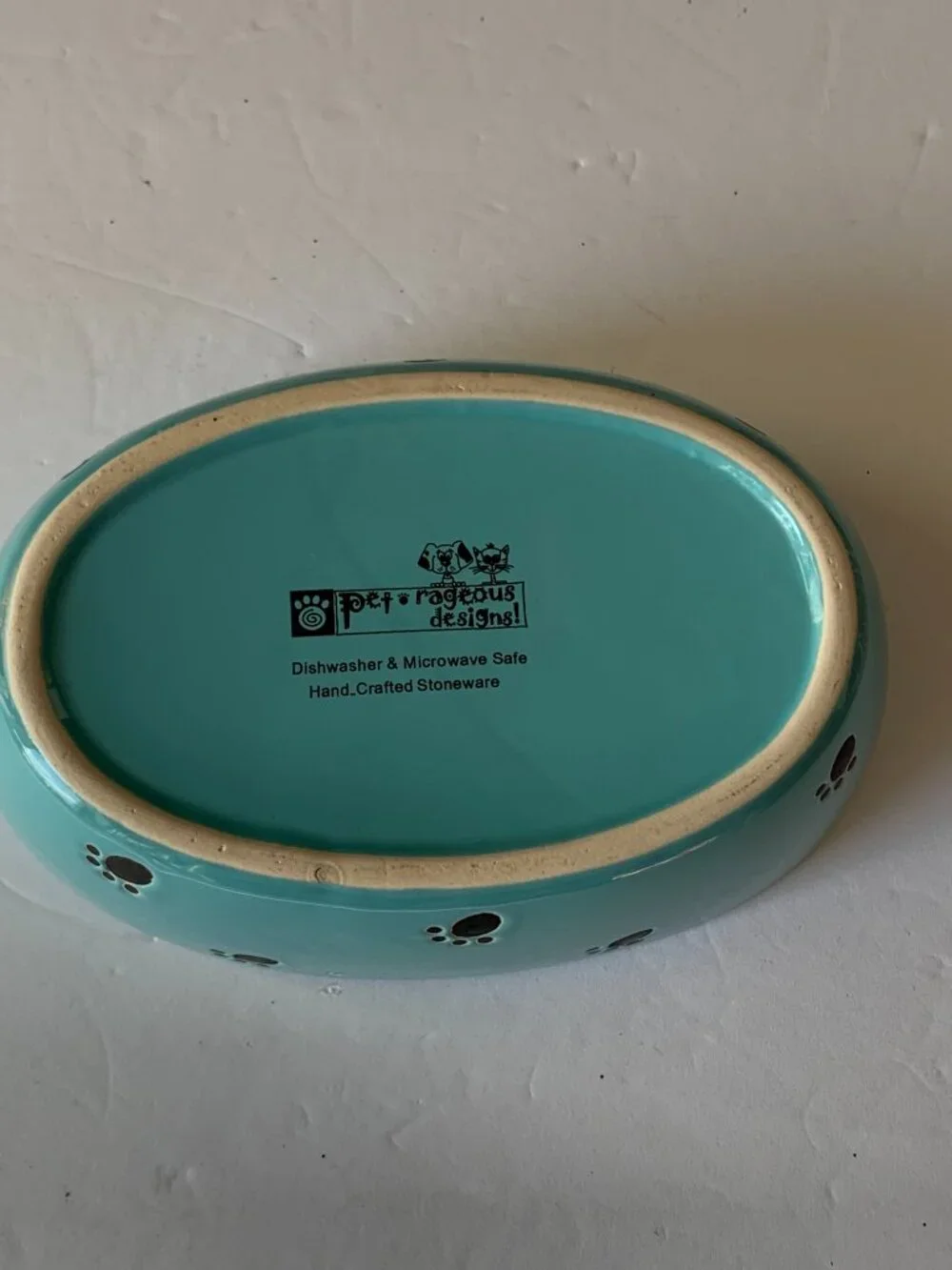 PETRAGEOUS DESIGNS MEOW CAT BLUE BOWL OVAL DISH